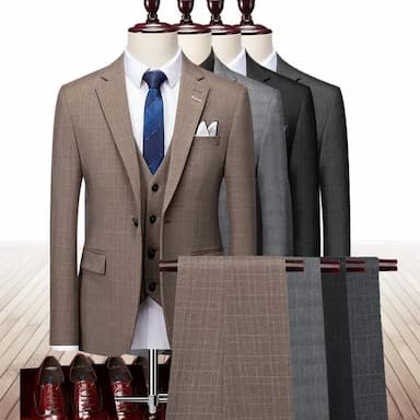 2022 men's 3-piece plaid jacket and pants suit - 29 usd