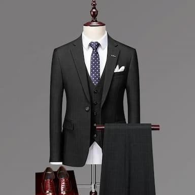 2022 men's 3-piece plaid jacket and pants suit - 28 usd