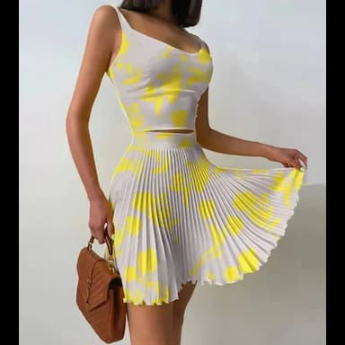 new model  jesika kumaş renk renk pileli kloş etek + büstiyer takımlar stokta - 15.99 usd