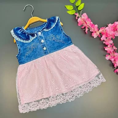 girl's top jeans bottom pink lace summer dress - 14.99 usd