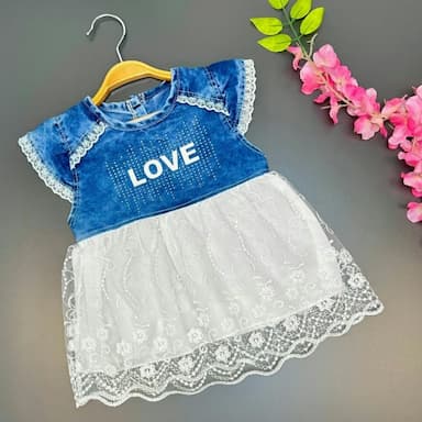 girl's top jeans bottom pink lace summer dress - 14.99 usd