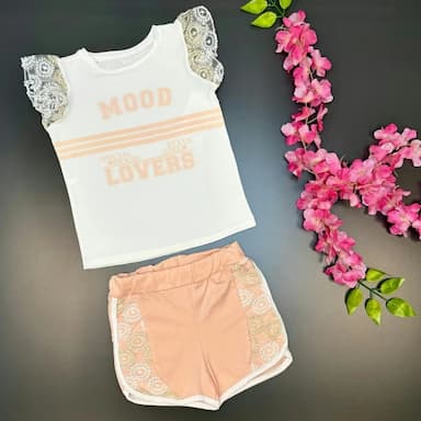 girls kitty print shorts set - 14.99 usd