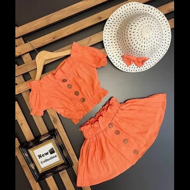 square collar short sleeve printed baby girl blouse and skirt 2-pack set - 6.89 usd