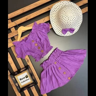 square collar short sleeve printed baby girl blouse and skirt 2-pack set - 6.89 usd