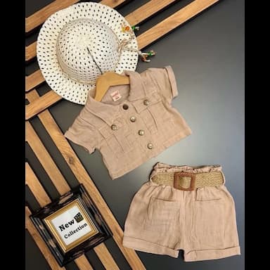square collar short sleeve printed baby girl blouse and skirt 2-pack set - 6.89 usd