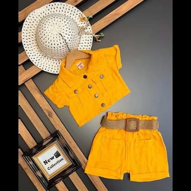 square collar short sleeve printed baby girl blouse and skirt 2-pack set - 6.89 usd