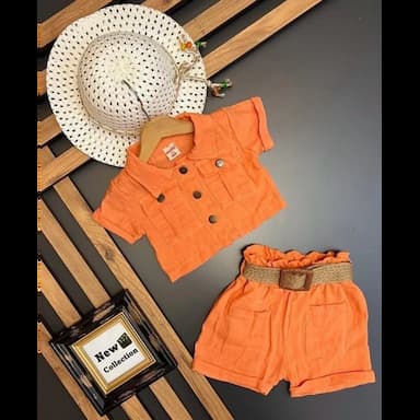 square collar short sleeve printed baby girl blouse and skirt 2-pack set - 6.89 usd