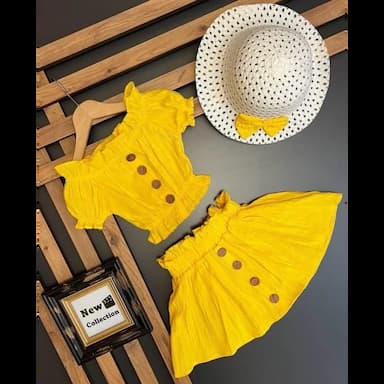 square collar short sleeve printed baby girl blouse and skirt 2-pack set - 6.89 usd