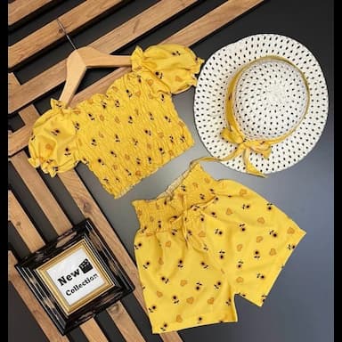 square collar short sleeve printed baby girl blouse and skirt 2-pack set - 6.89 usd
