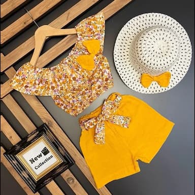 square collar short sleeve printed baby girl blouse and skirt 2-pack set - 6.89 usd