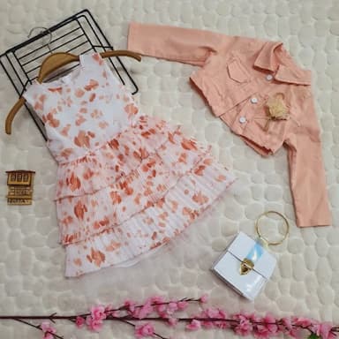 square collar short sleeve printed baby girl blouse and skirt 2-pack set - 15.65 usd