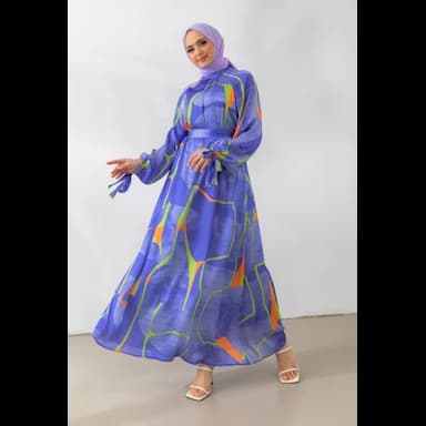zigzag pattern satin dress - 22.99 usd