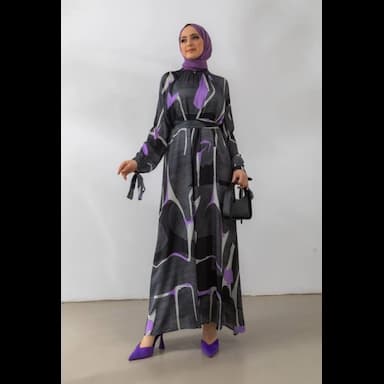 zigzag pattern satin dress - 22.99 usd