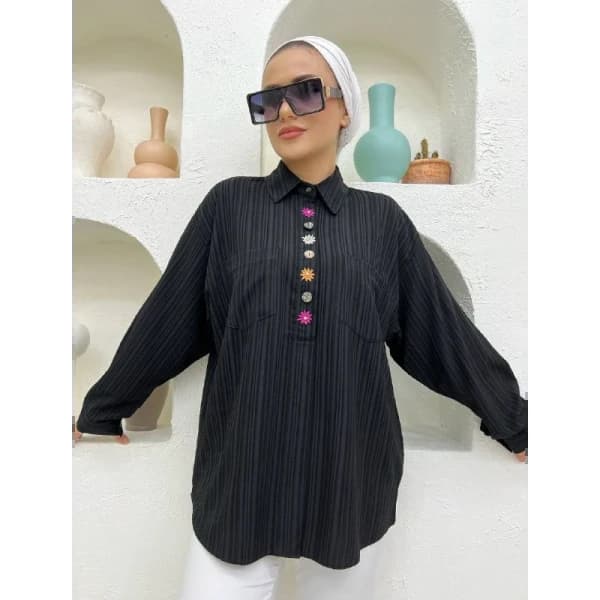 women's silk shirt printed with a pattern of colors, shapes and chains - 8.49 ~ 8.5 usd $