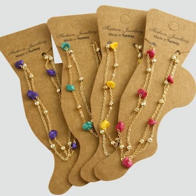 natural stone look enamel chain anklet - 0.38 usd