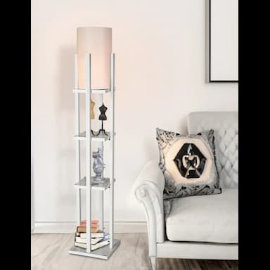turkish house decorative beige shelf floor lamp with white base marble - 10.99 usd