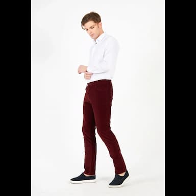daniel voi men's velvet claret red trousers regular fit - 138.74 usd