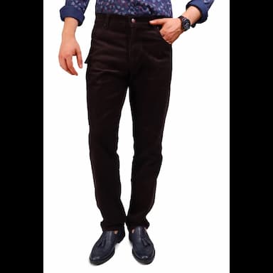 daniel voi men's velvet brown trousers regular fit - 138.74 usd