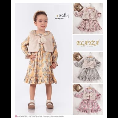 6-7-8-9 age flowered gi̇rl dress wi̇th bolero for autumn and wi̇nter - 19.89 usd