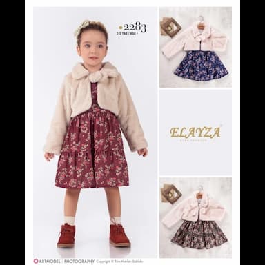 2-3-4-5 age flowered gi̇rl dress wi̇th bolero for autumn and wi̇nter - 18.49 usd